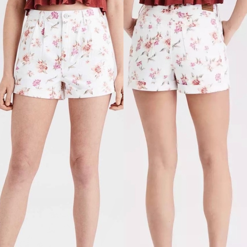 AMERICAN EAGLE Floral Denim Mom Shorts